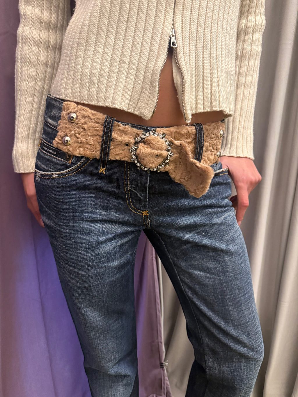 Dolce & Gabbana Pants w/ Fur Detailing