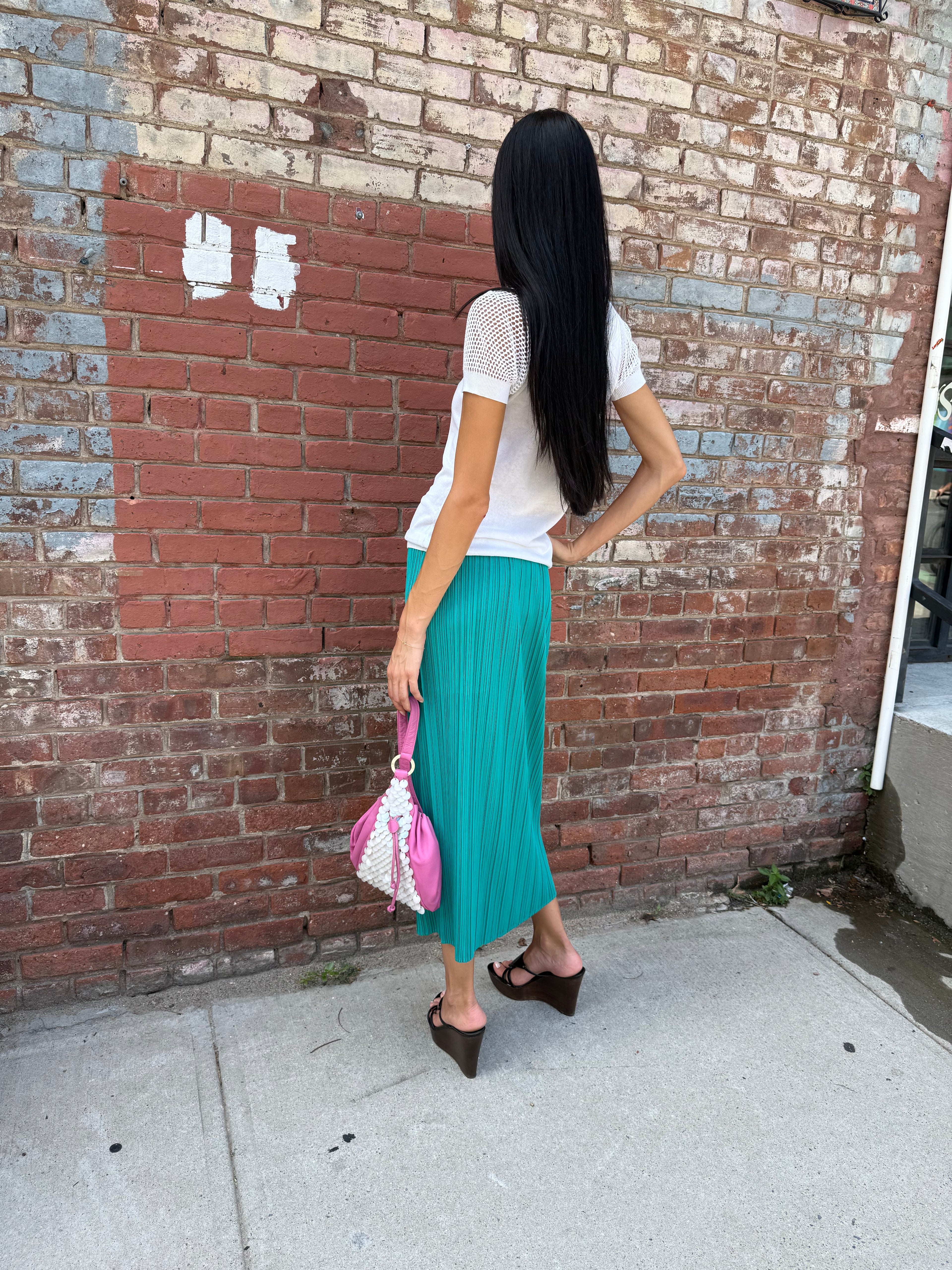 Pleats Please Teal Skirt