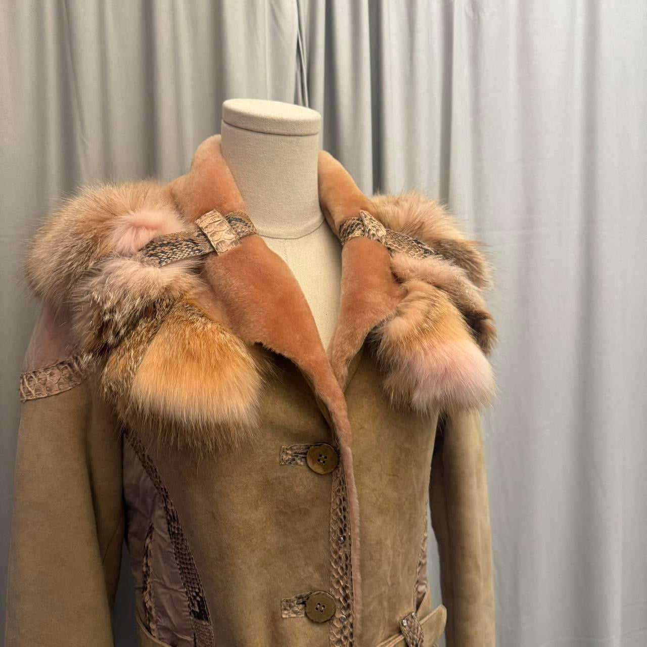 Mariella Ferrari Italian Vintage Fur Trimmed Leather Jacket