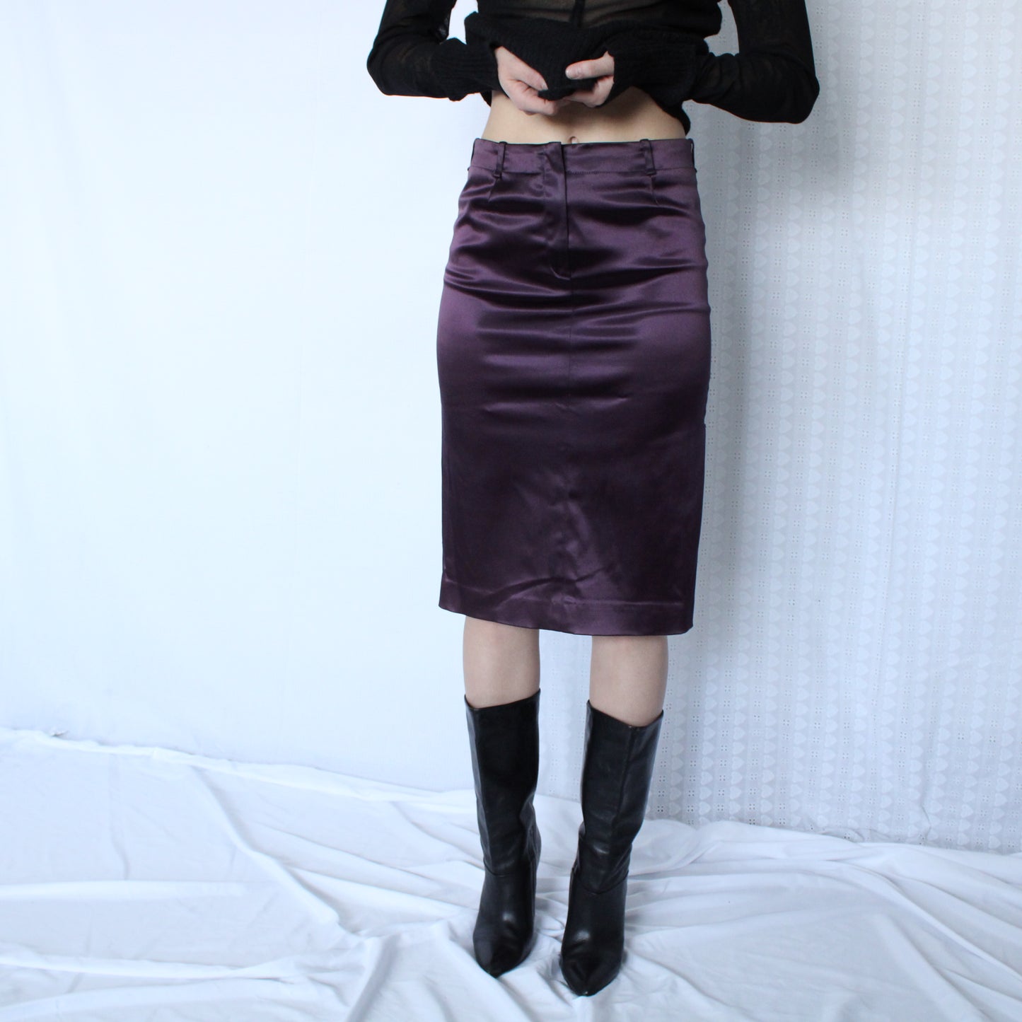 Herve Leger Purple Satin Skirt