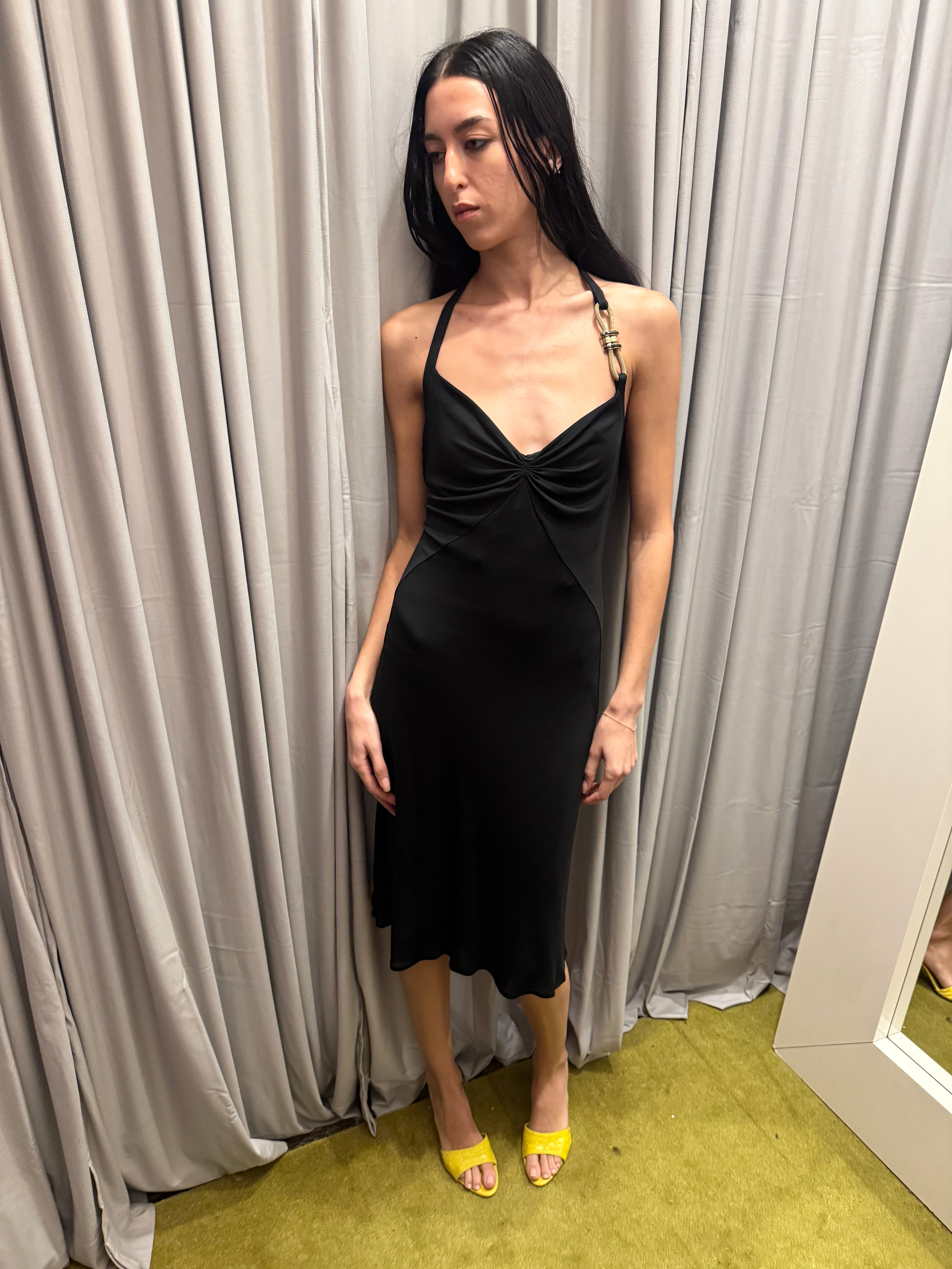 Versace Halterneck Gold Buckle Dress
