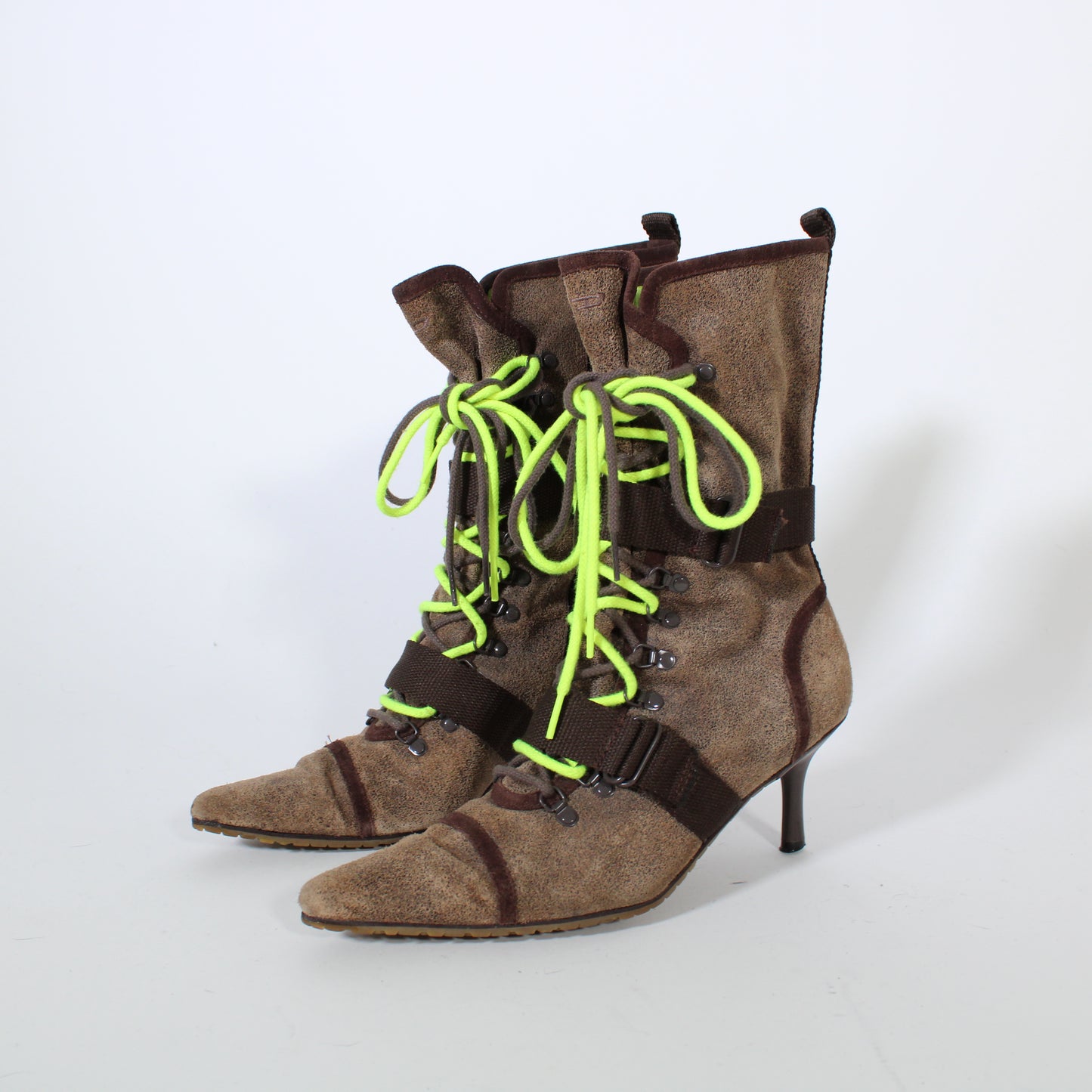 Diesel leather lace up booties