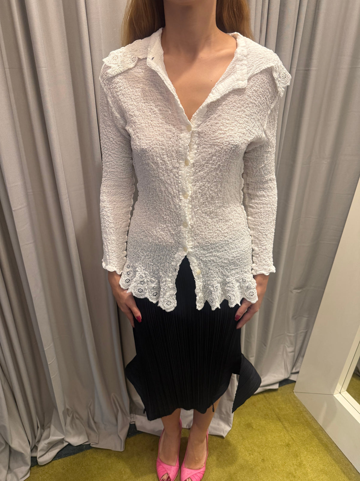 Issey Miyake White Lace Blouse