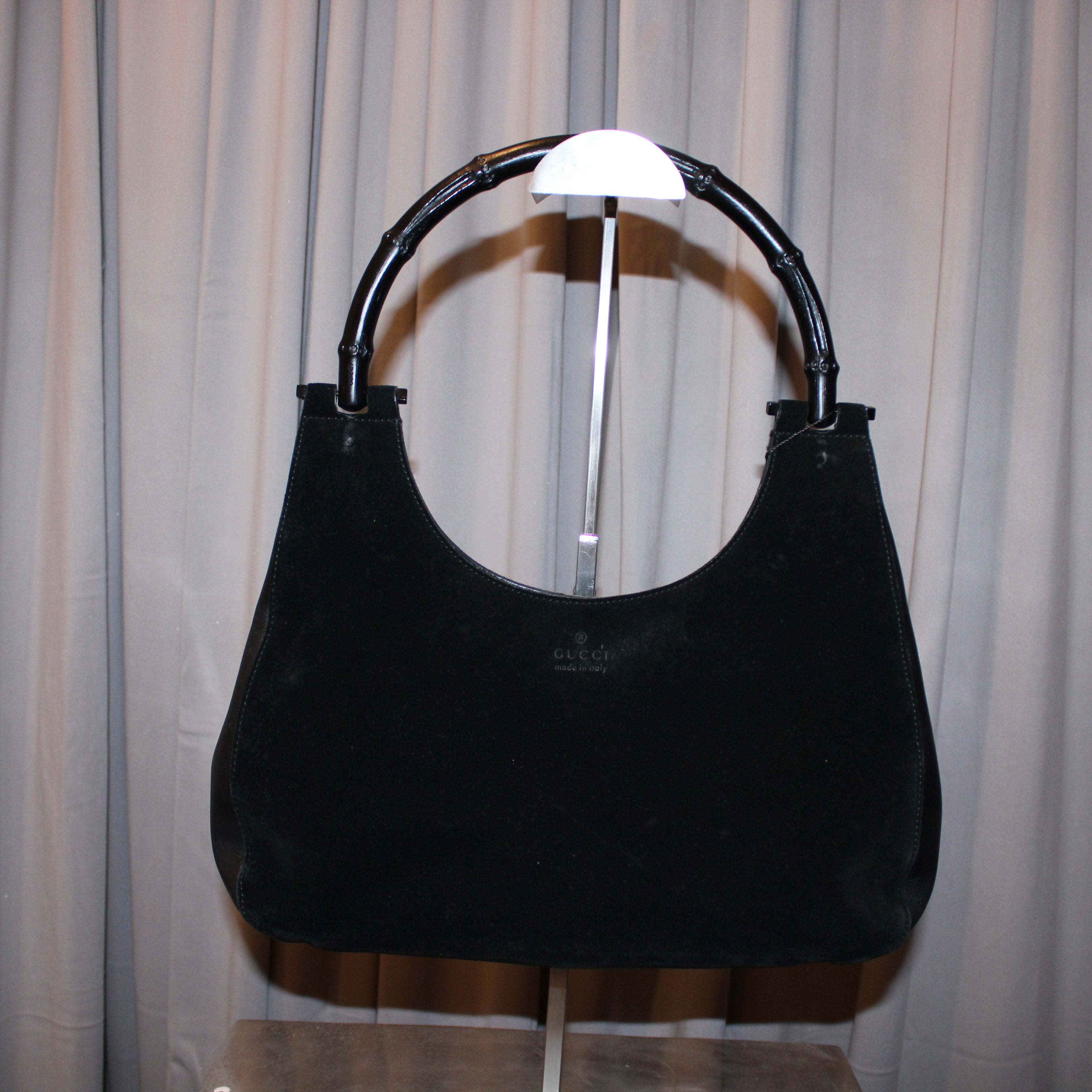 Vintage Gucci Suede Bamboo Handle Bag