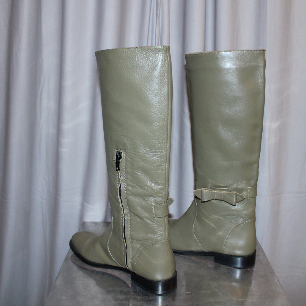 Red Valentino Leather Bow Boots