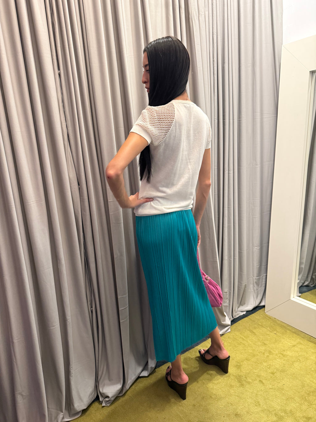 Pleats Please Teal Skirt