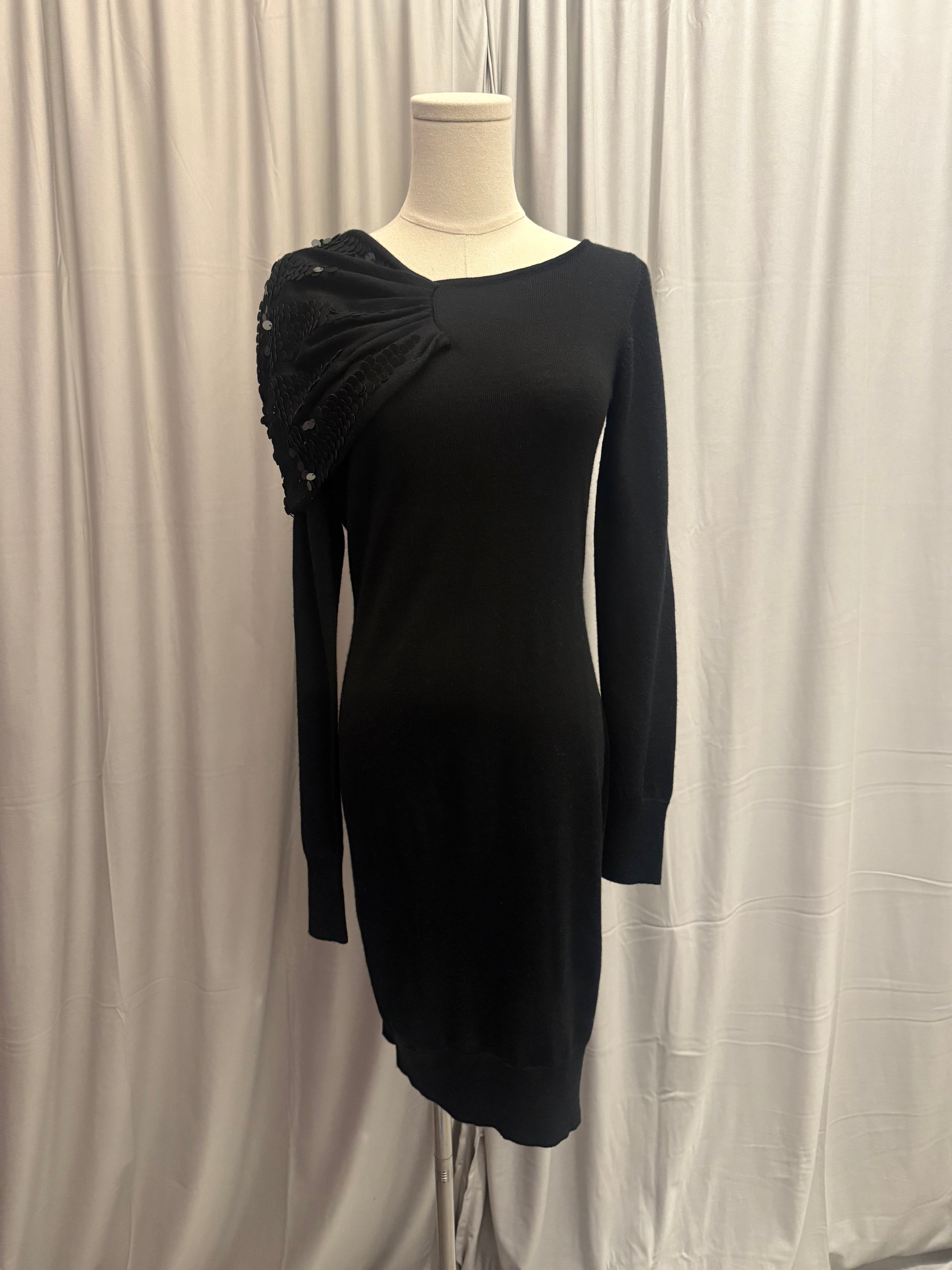 Armani Black Knit Sequin Dress