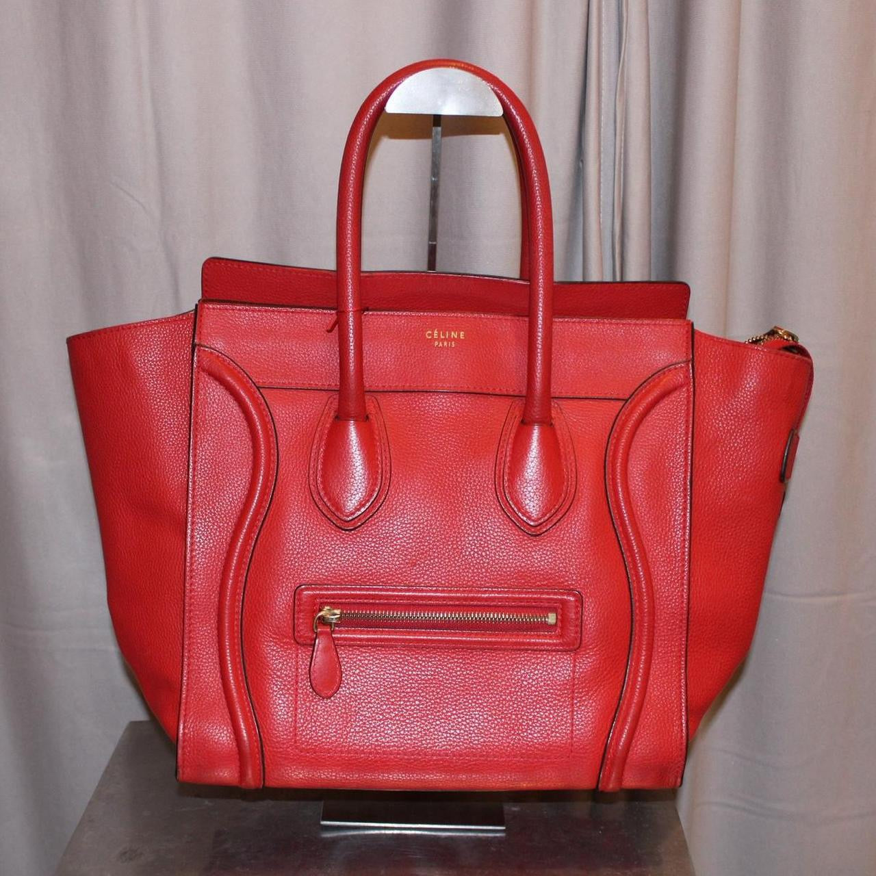 Celine Red Leather Luggage Bag
