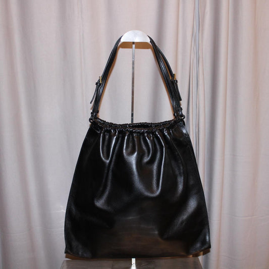 Vintage Gucci Black Leather Ruched Bag