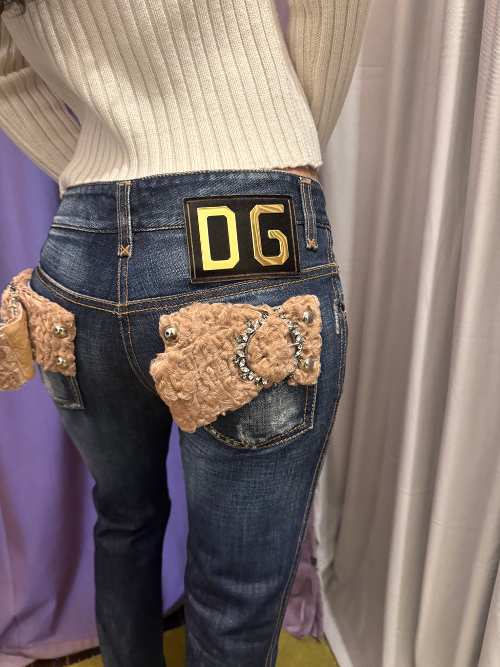 Dolce & Gabbana Pants w/ Fur Detailing