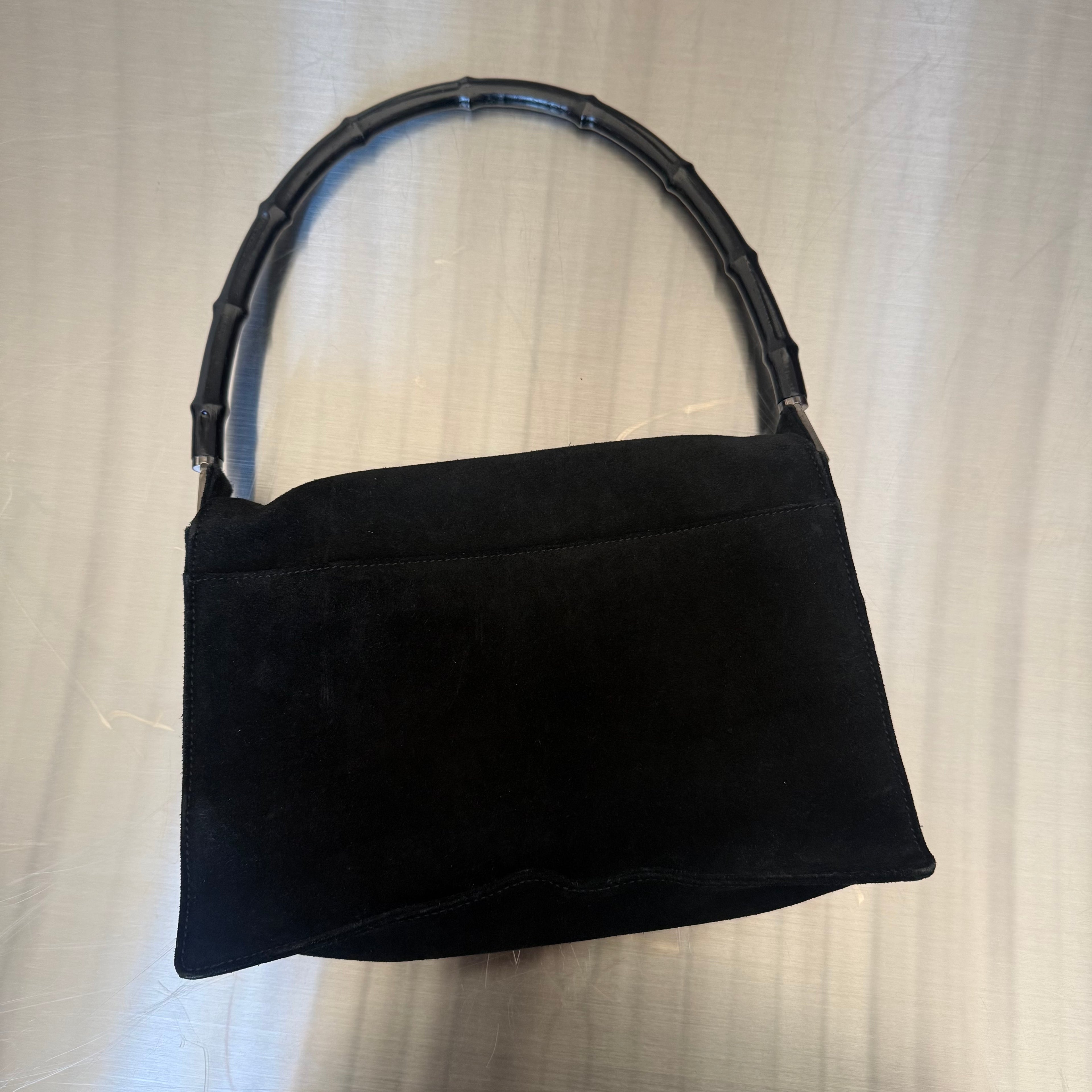 Gucci Suede Bag with Bamboo Handle