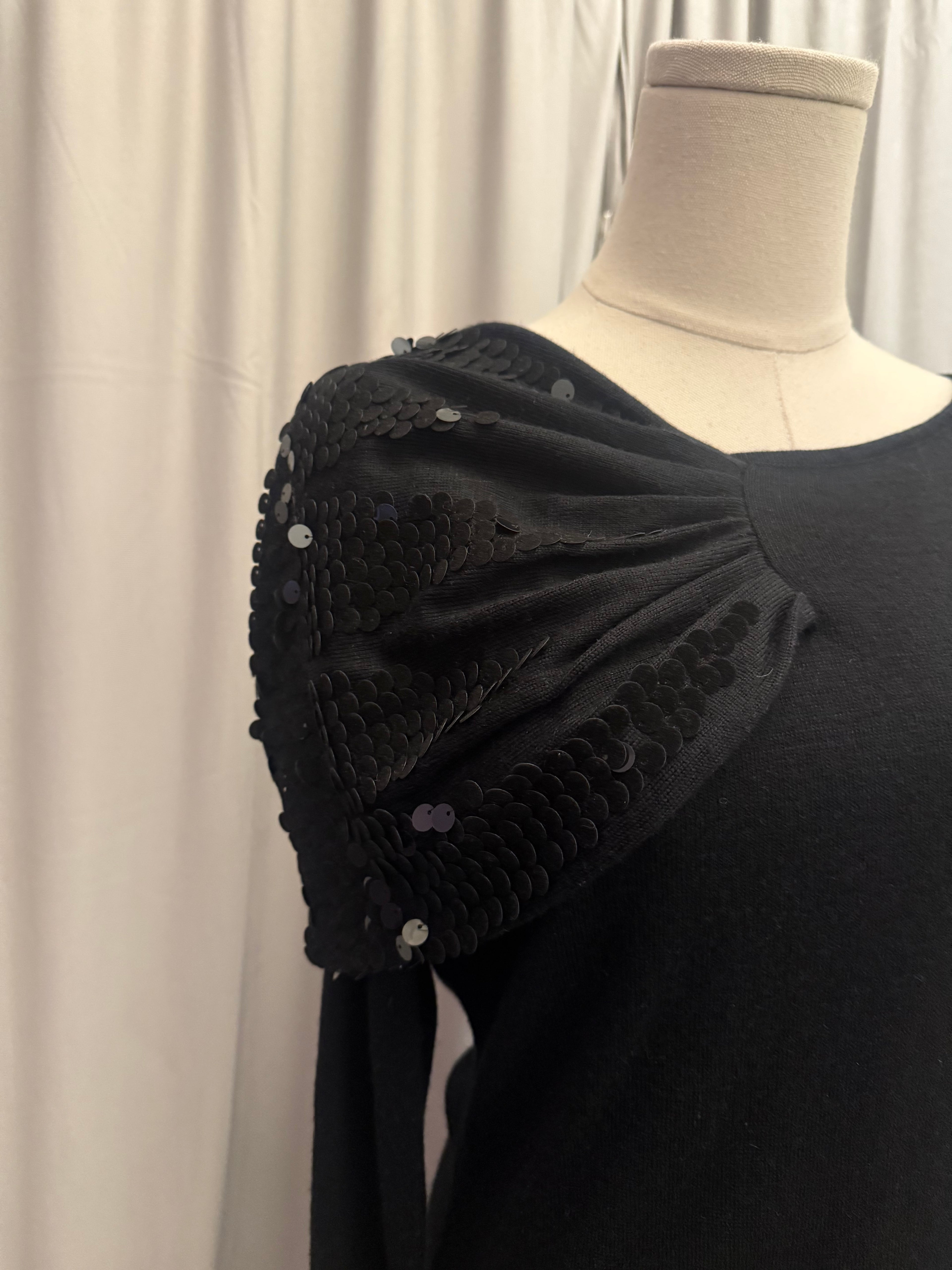 Armani Black Knit Sequin Dress