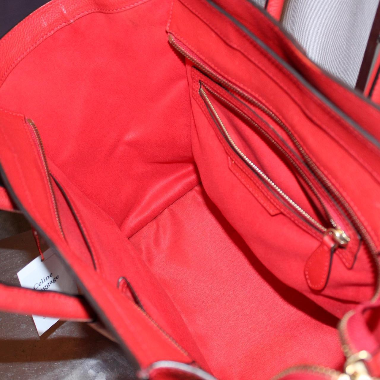 Celine Red Leather Luggage Bag