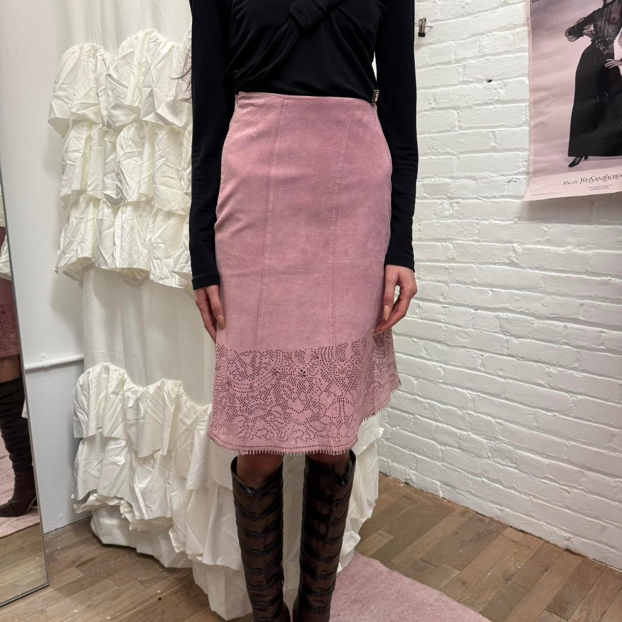 Italian vintage suede skirt