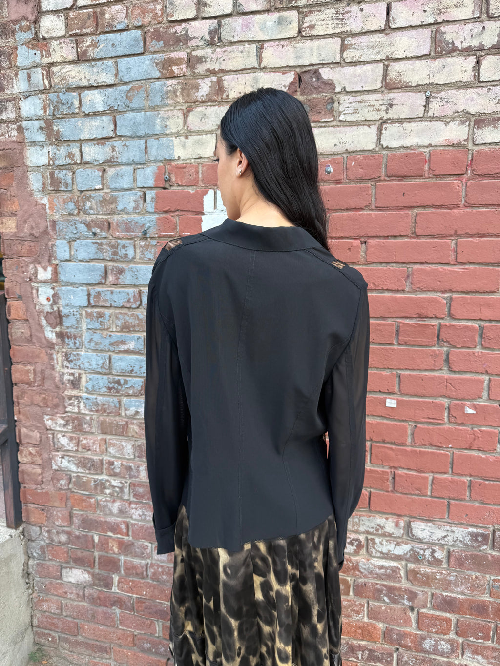 Mariella Burani Mesh Slash Top