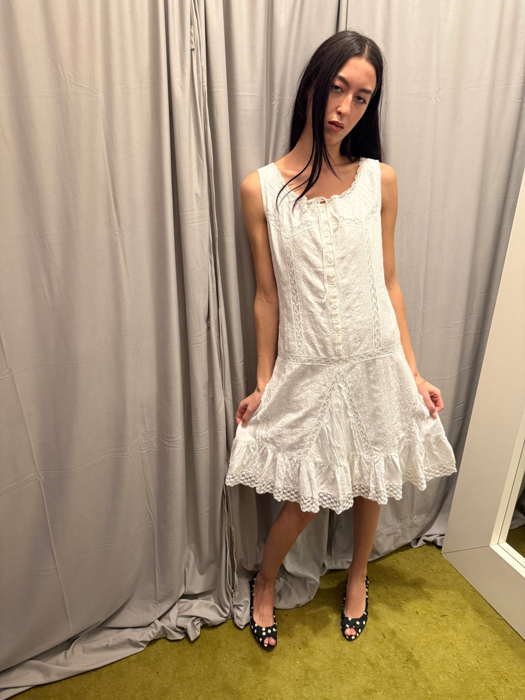 Anna Sui White Floral Dress
