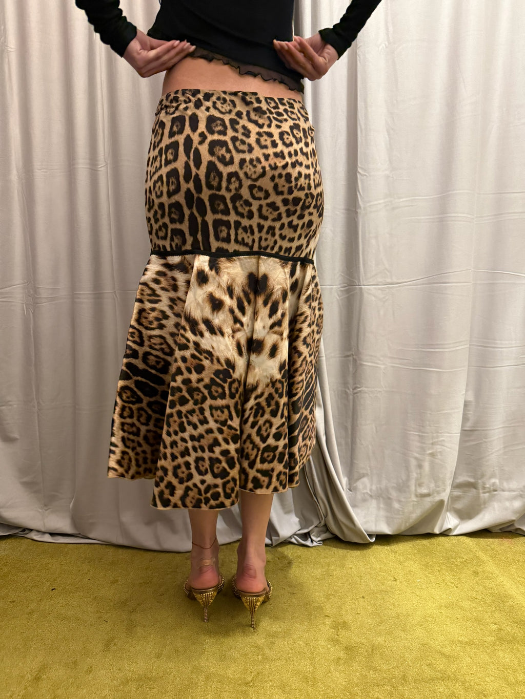 Roberto Cavalli Silk Leopard Print Skirt