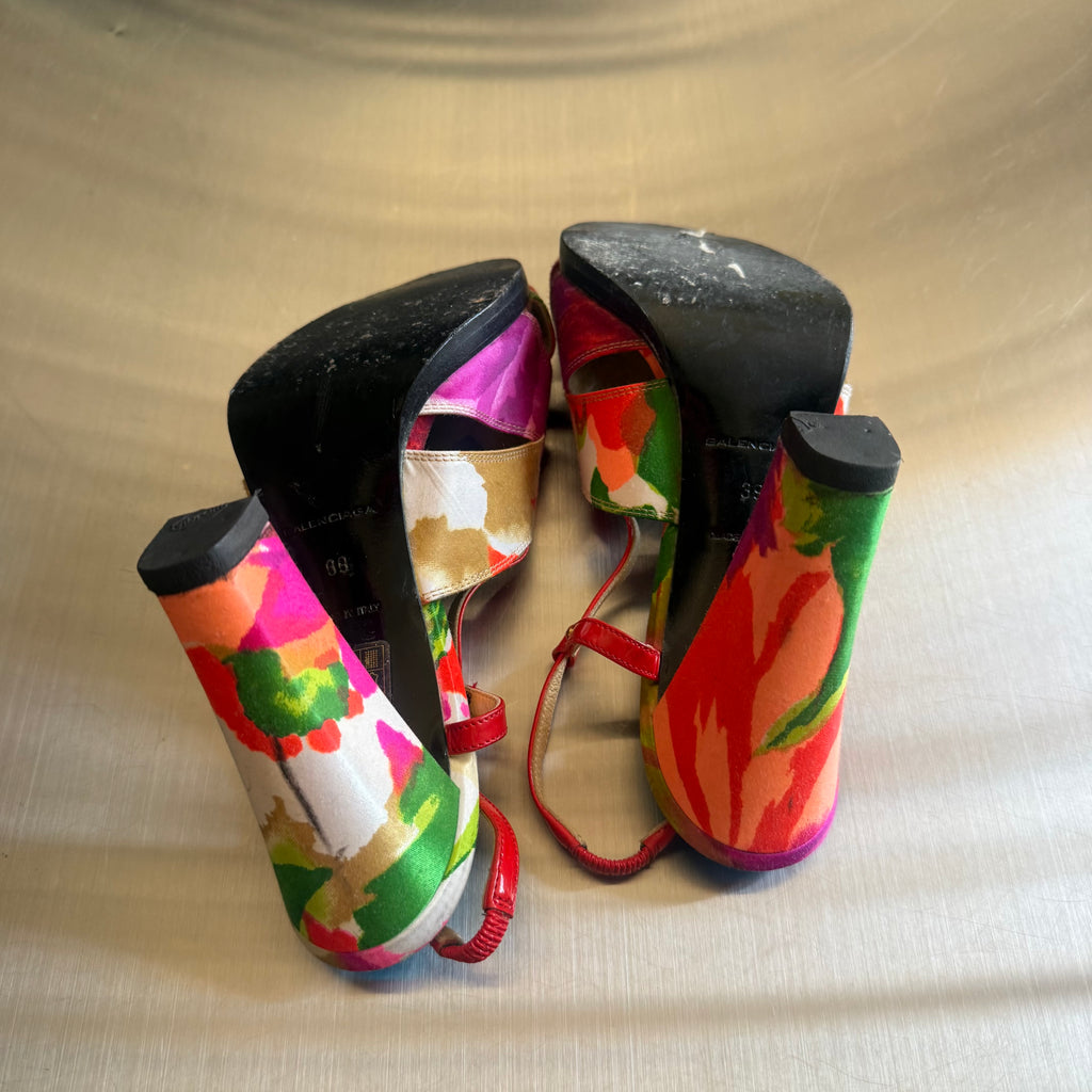 Balenciaga 2008 Floral Ponpon Heels