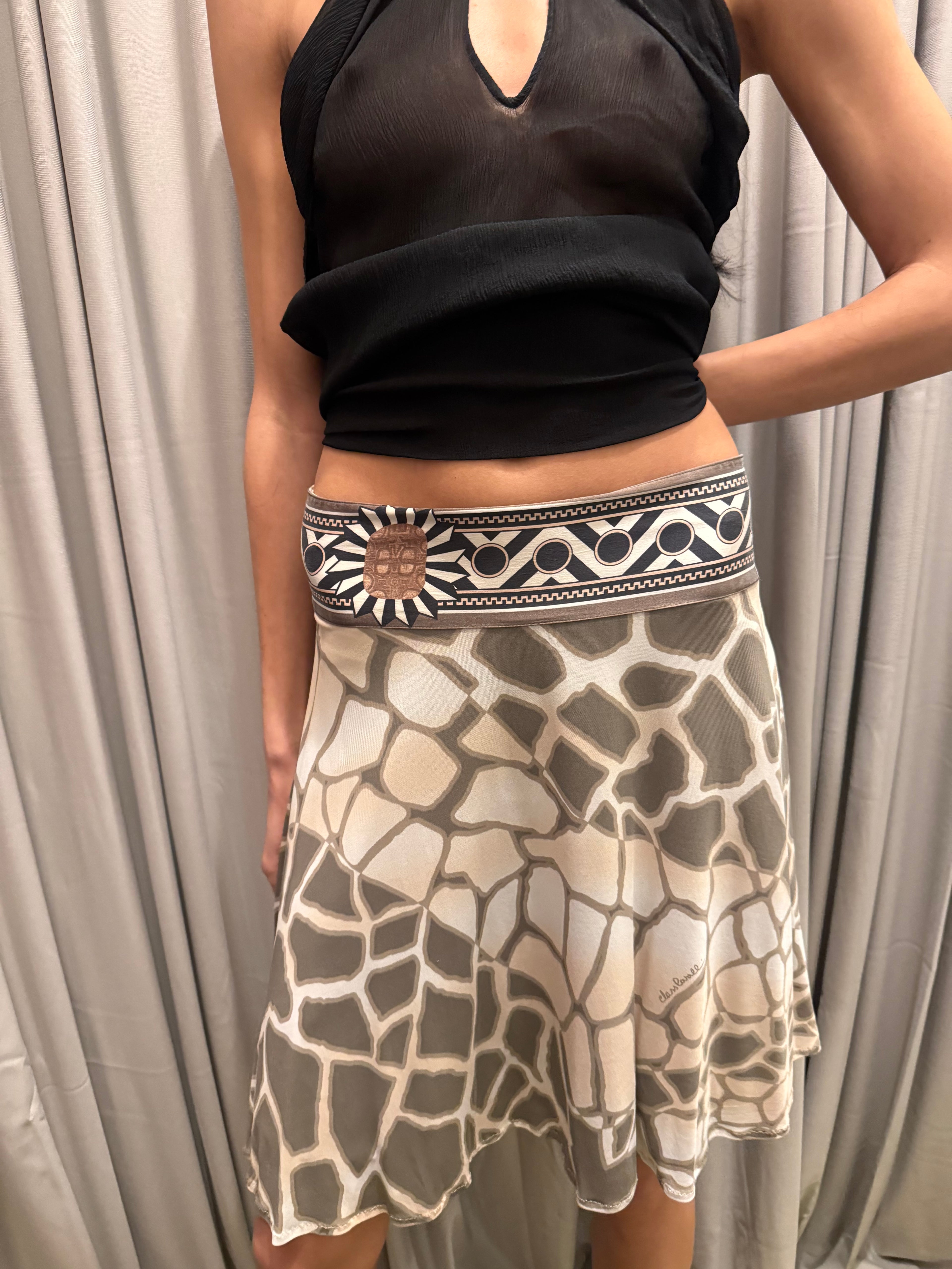 Class Cavalli Viscose Silk Skirt