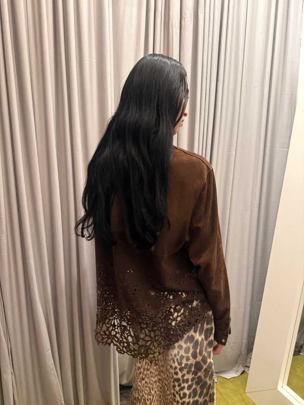Roberto Cavalli FW 1999 Laser Cut Suede Button Up