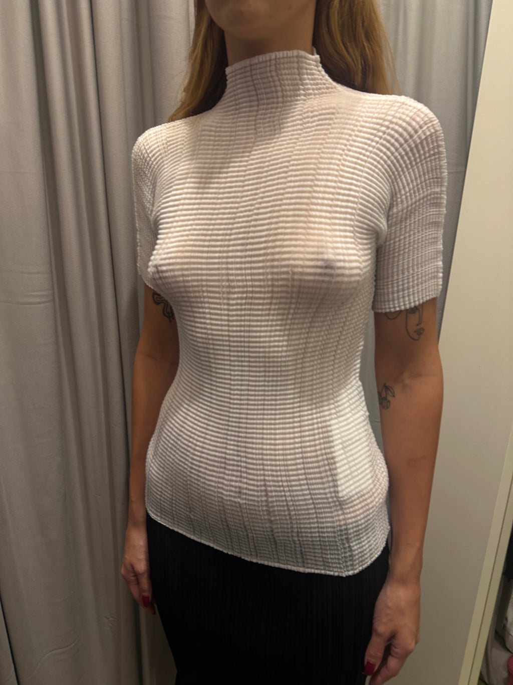 Issey Miyake White Turtleneck Top