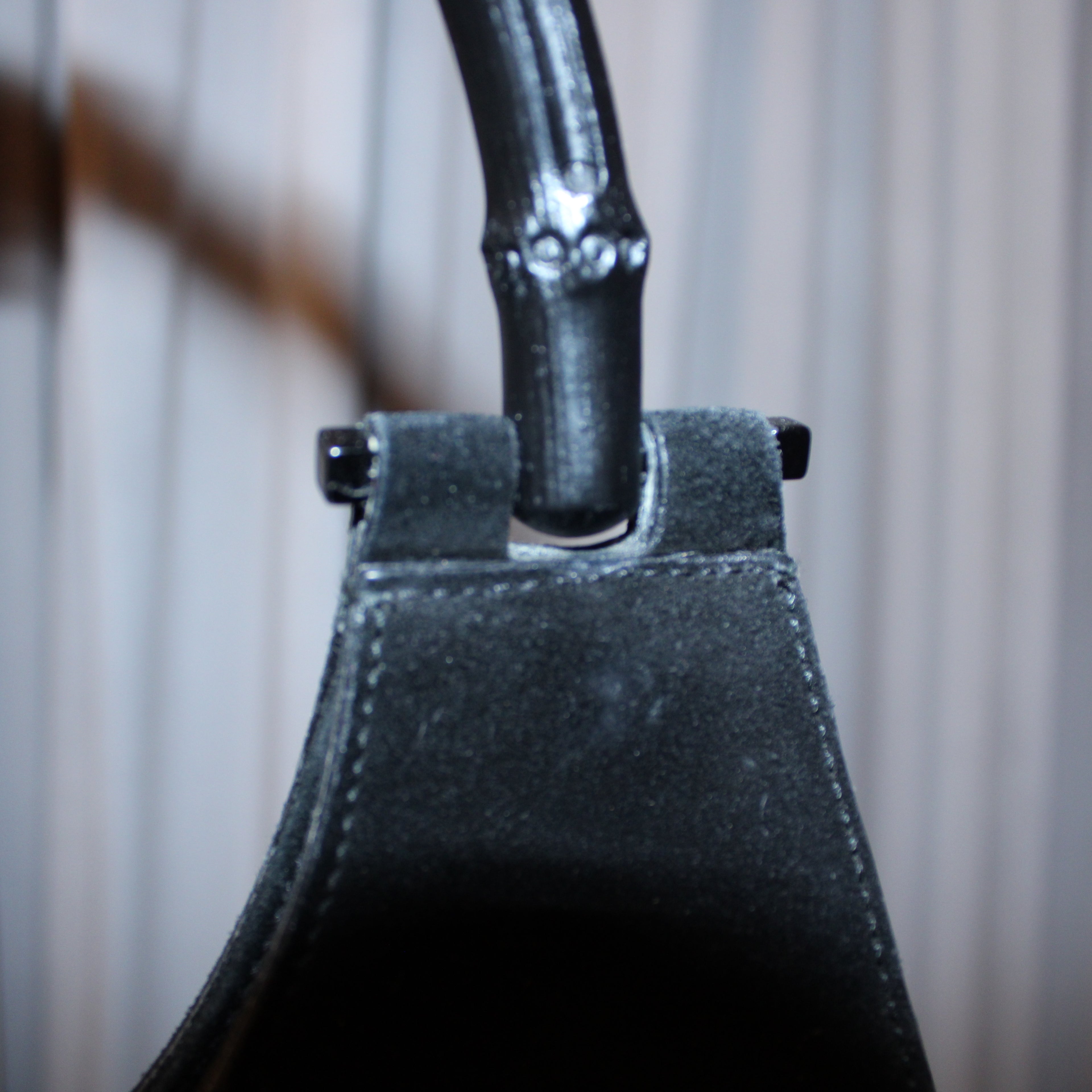 Vintage Gucci Suede Bamboo Handle Bag