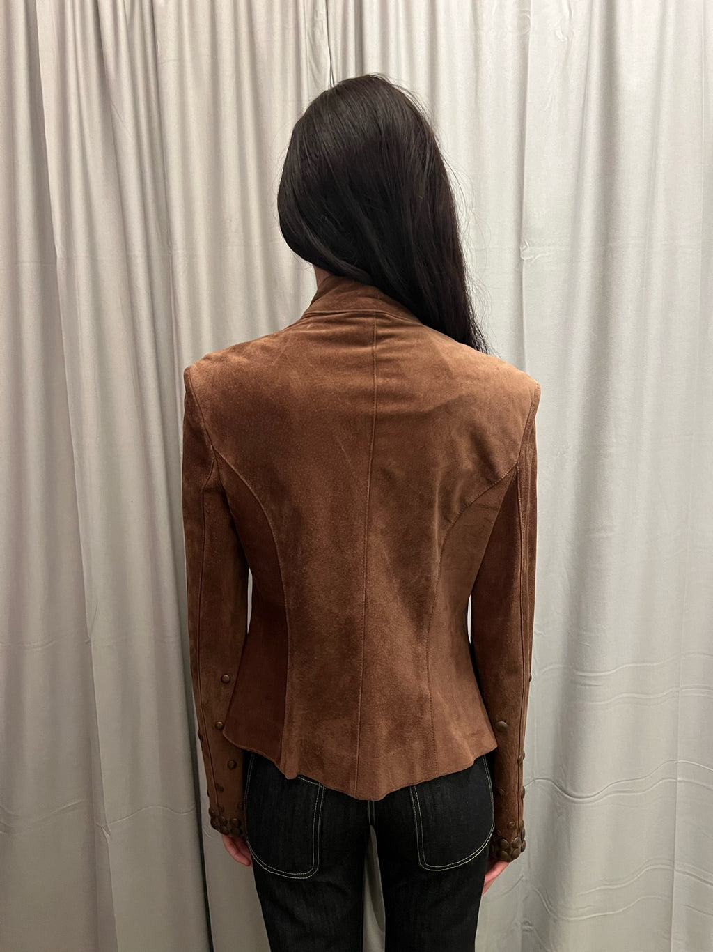 Italian Vintage Suede Leather Fitted Jacket