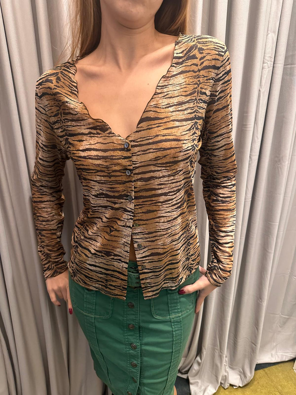 Blumarine Leopard Print Mesh Twin Set