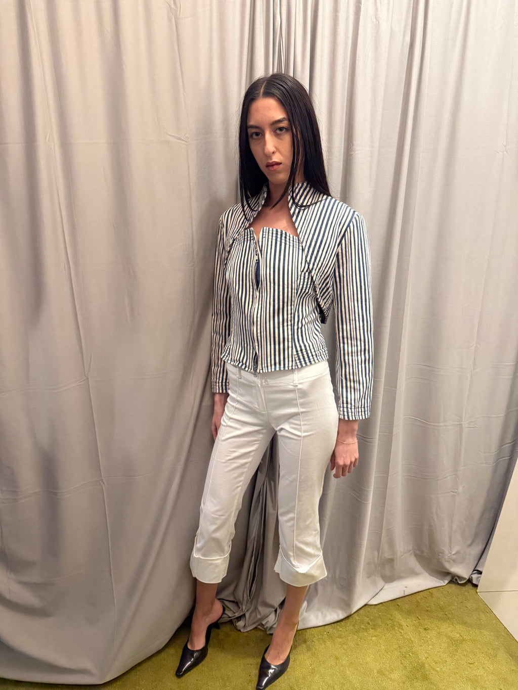 Isabel De Pedro Striped Denim Corset & Bolero