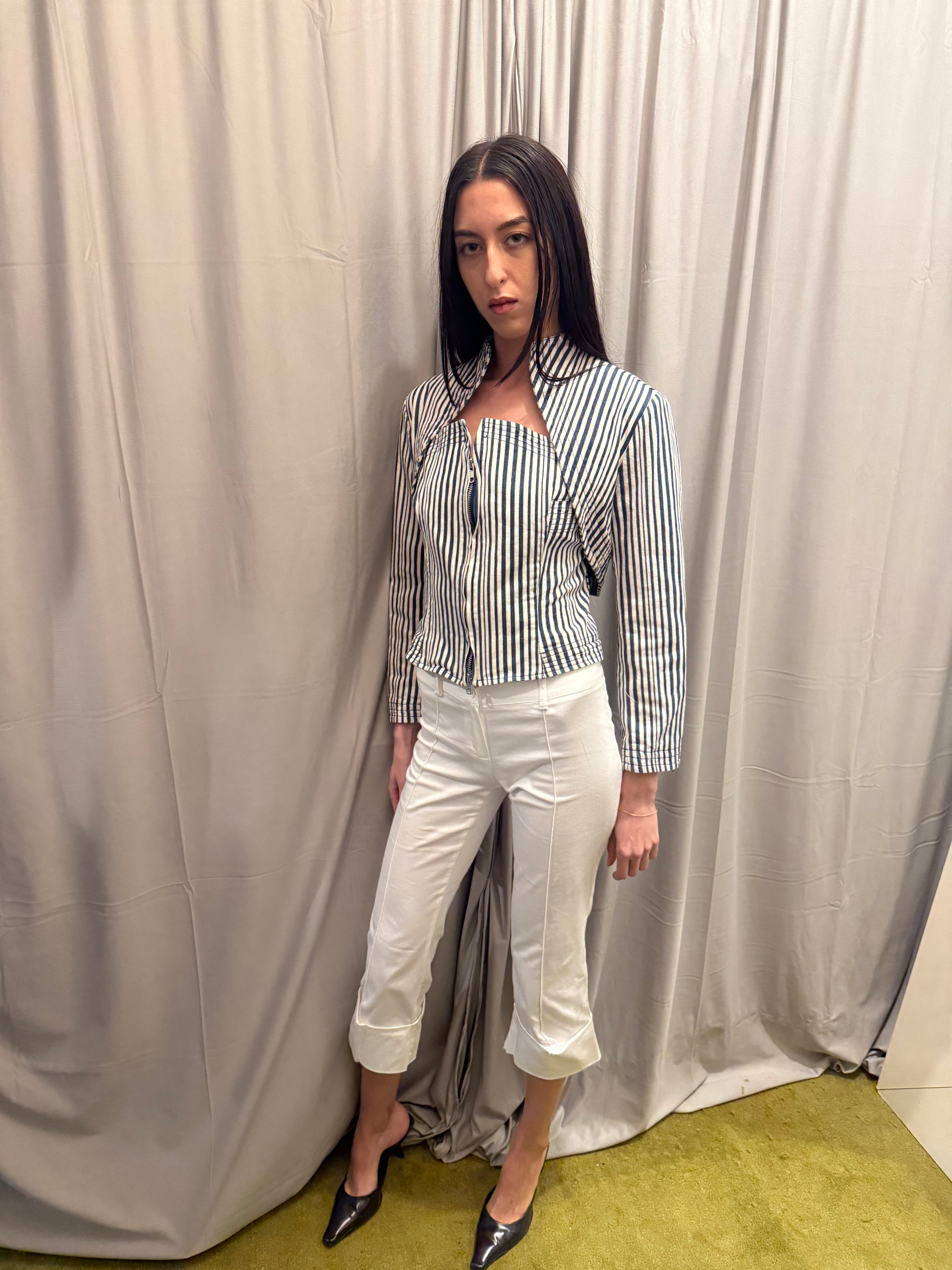 Isabel De Pedro Striped Denim Corset & Bolero