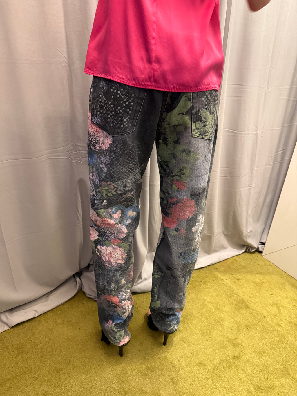 Roberto Cavalli 1994 Floral Printed Denim Pants