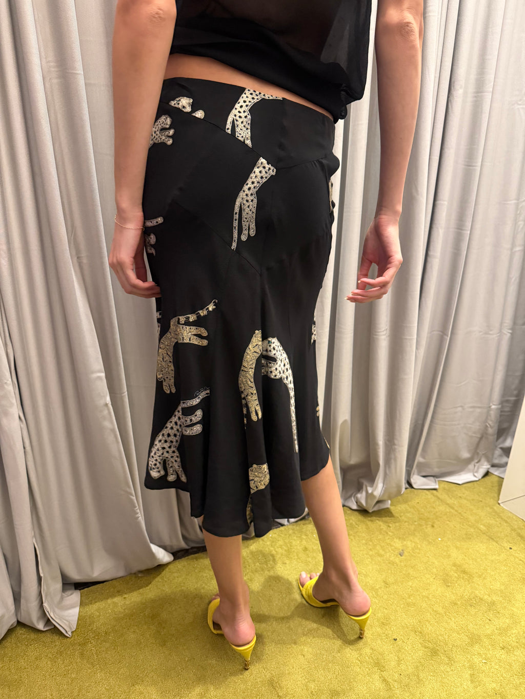 Roberto Cavalli Silk FW 2002 Jaguar Print Skirt