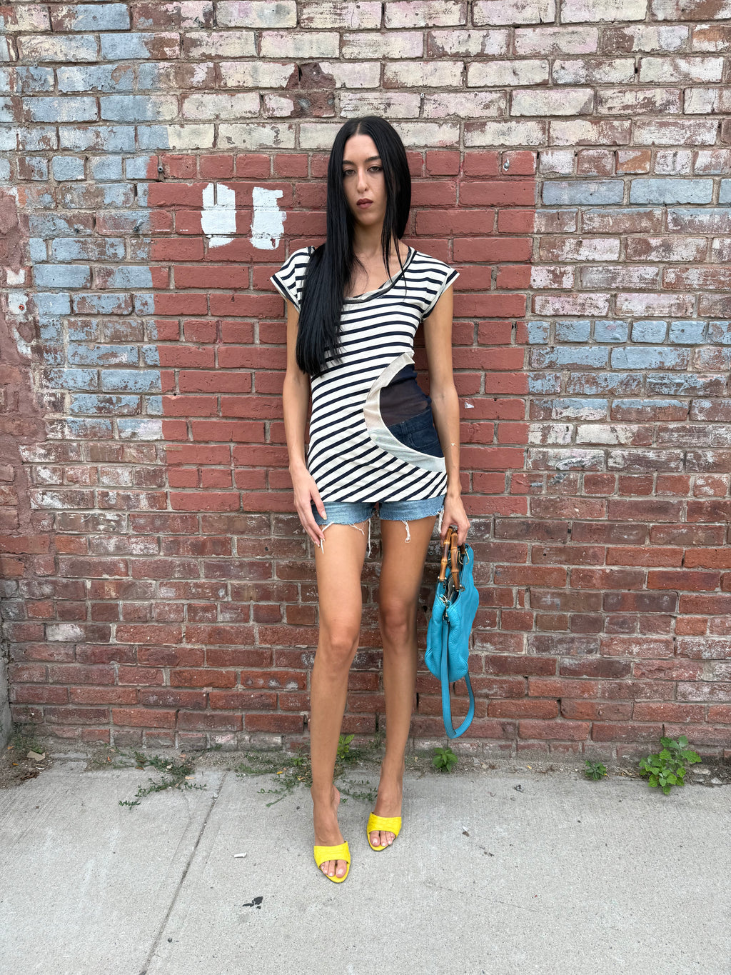 Jean Paul Gaultier Striped Mesh Top
