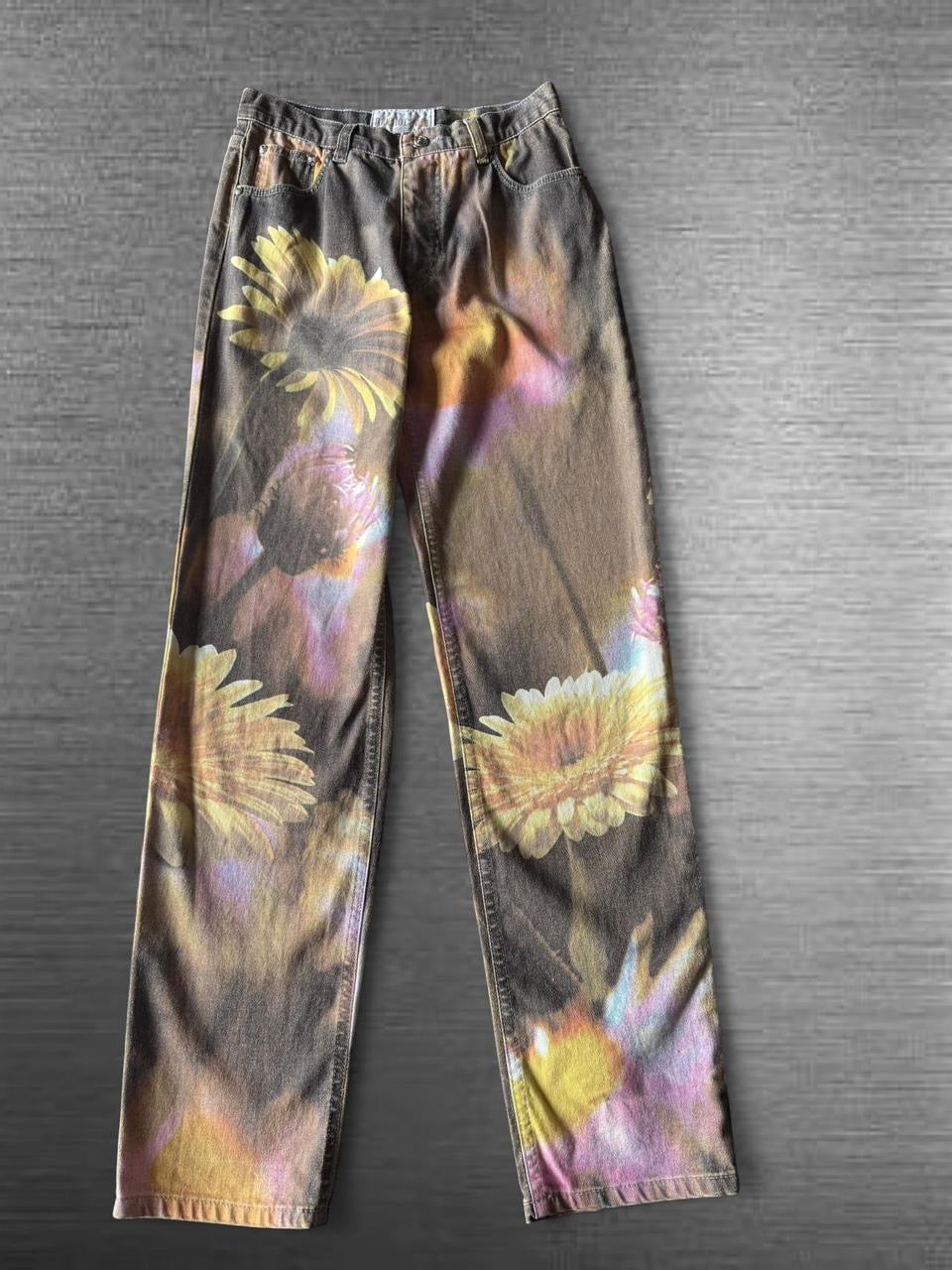 Roberto Cavalli Floral Printed Denim Pants