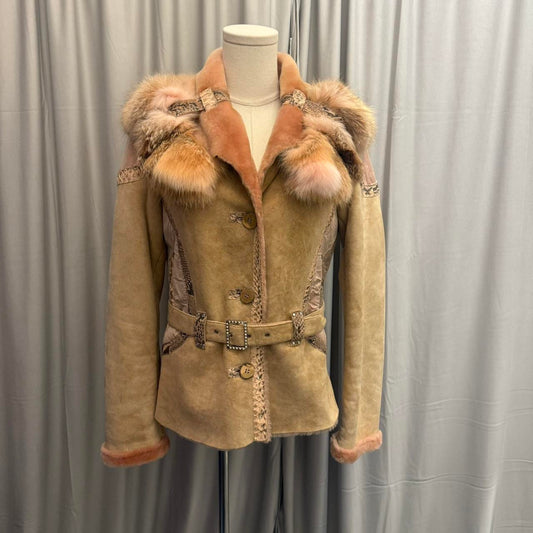 Mariella Ferrari Italian Vintage Fur Trimmed Leather Jacket