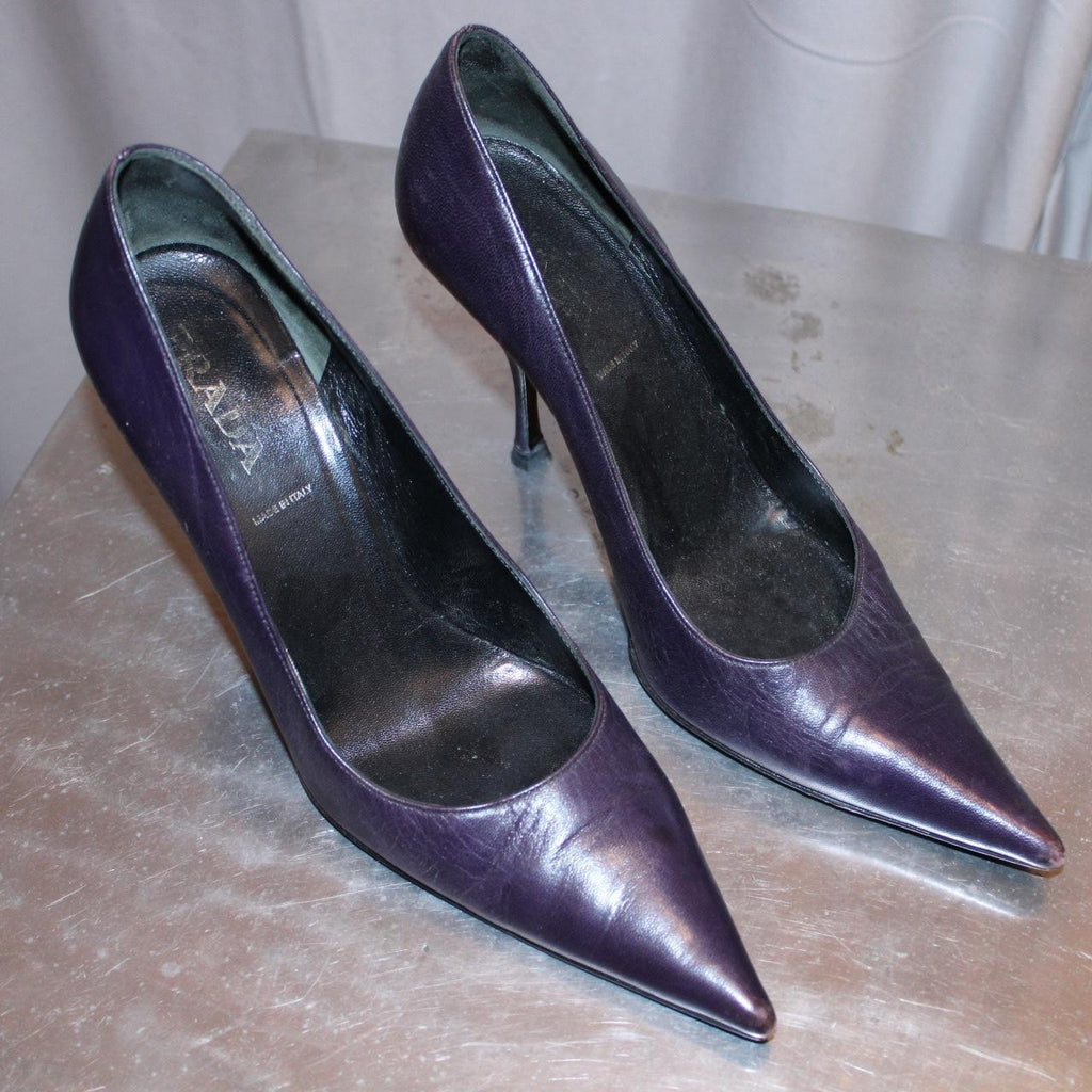 Prada Dark Purple Leather Heels