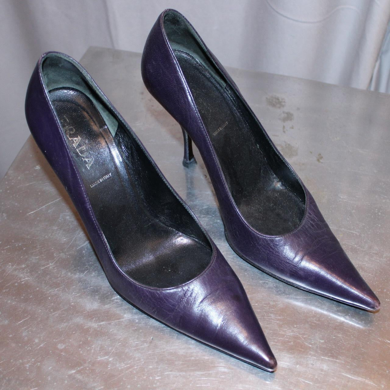 Prada Dark Purple Leather Heels