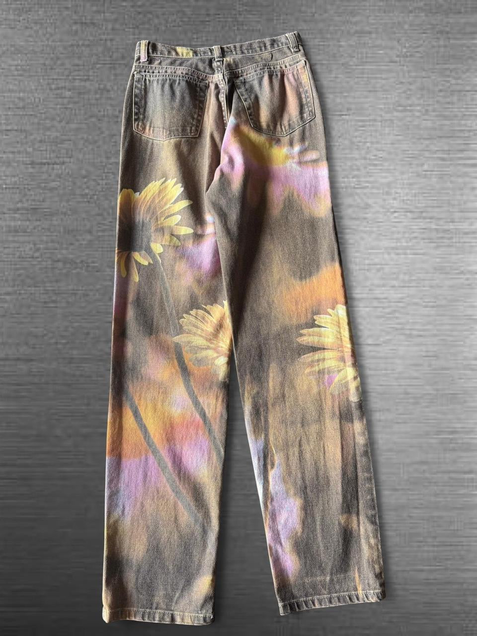 Roberto Cavalli Floral Printed Denim Pants