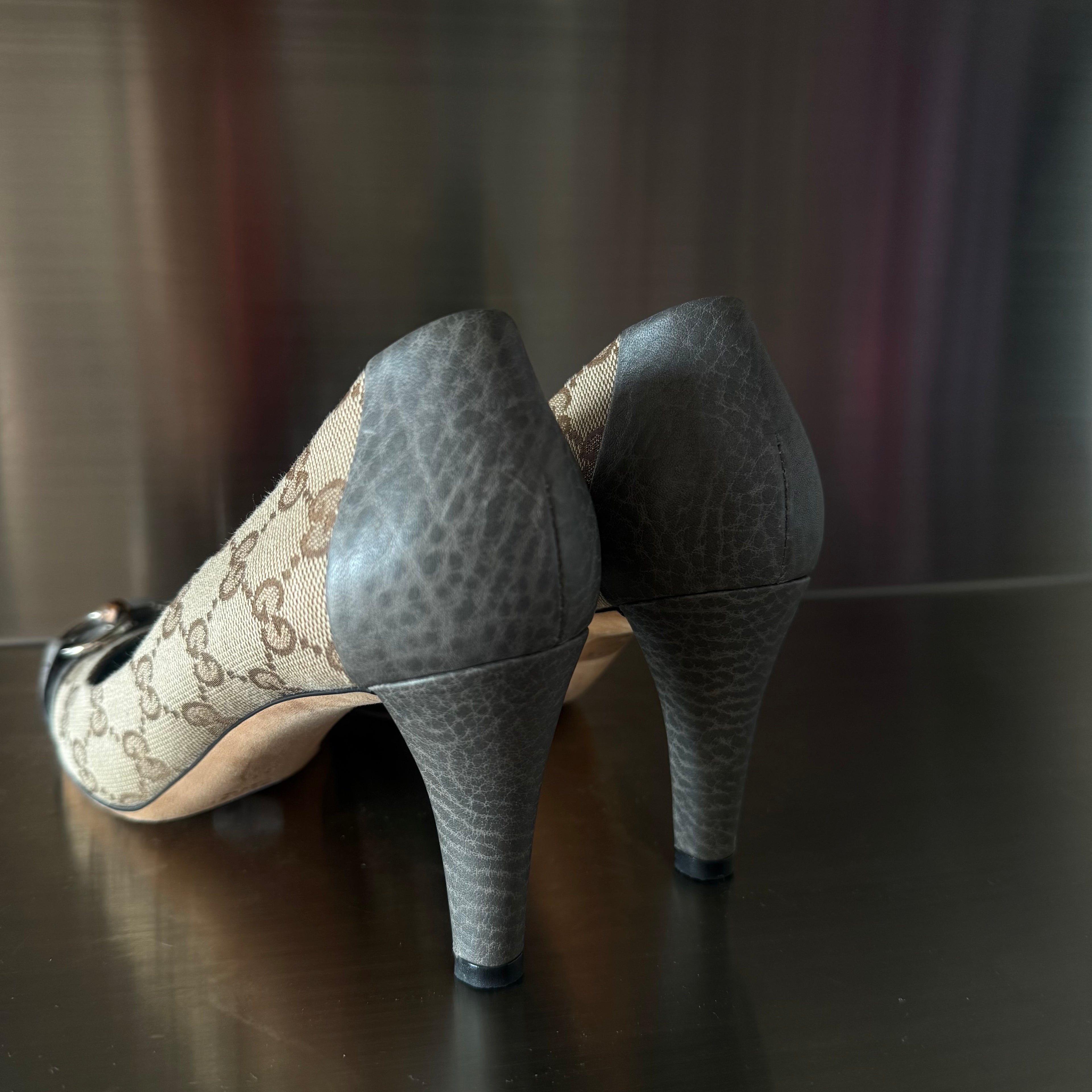 Gucci Bamboo Buckle Monogram Heels