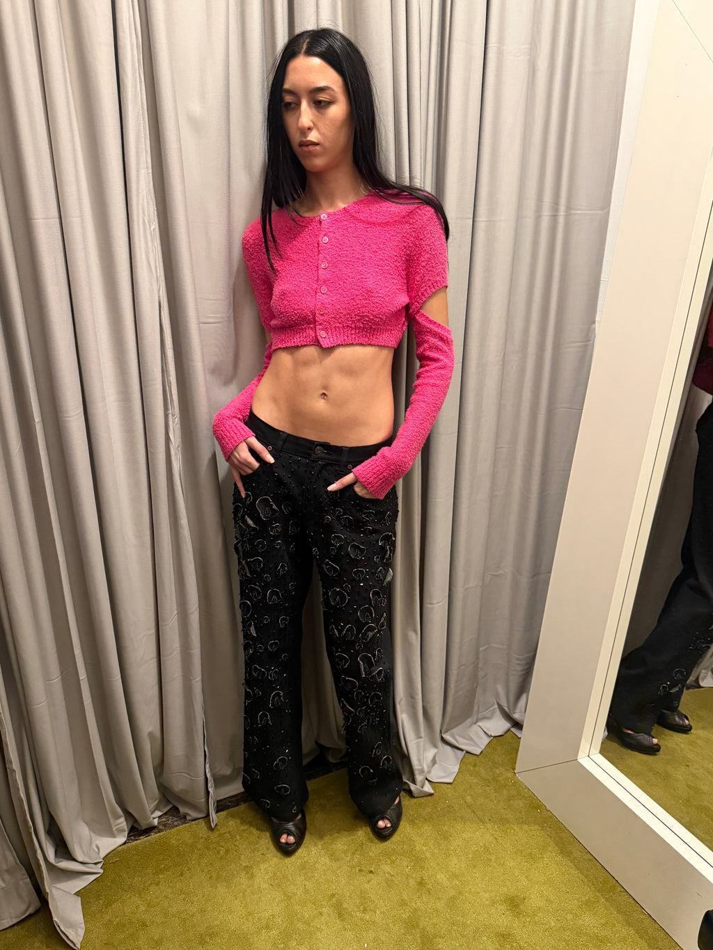 Undercover Cropped Pink Sweater