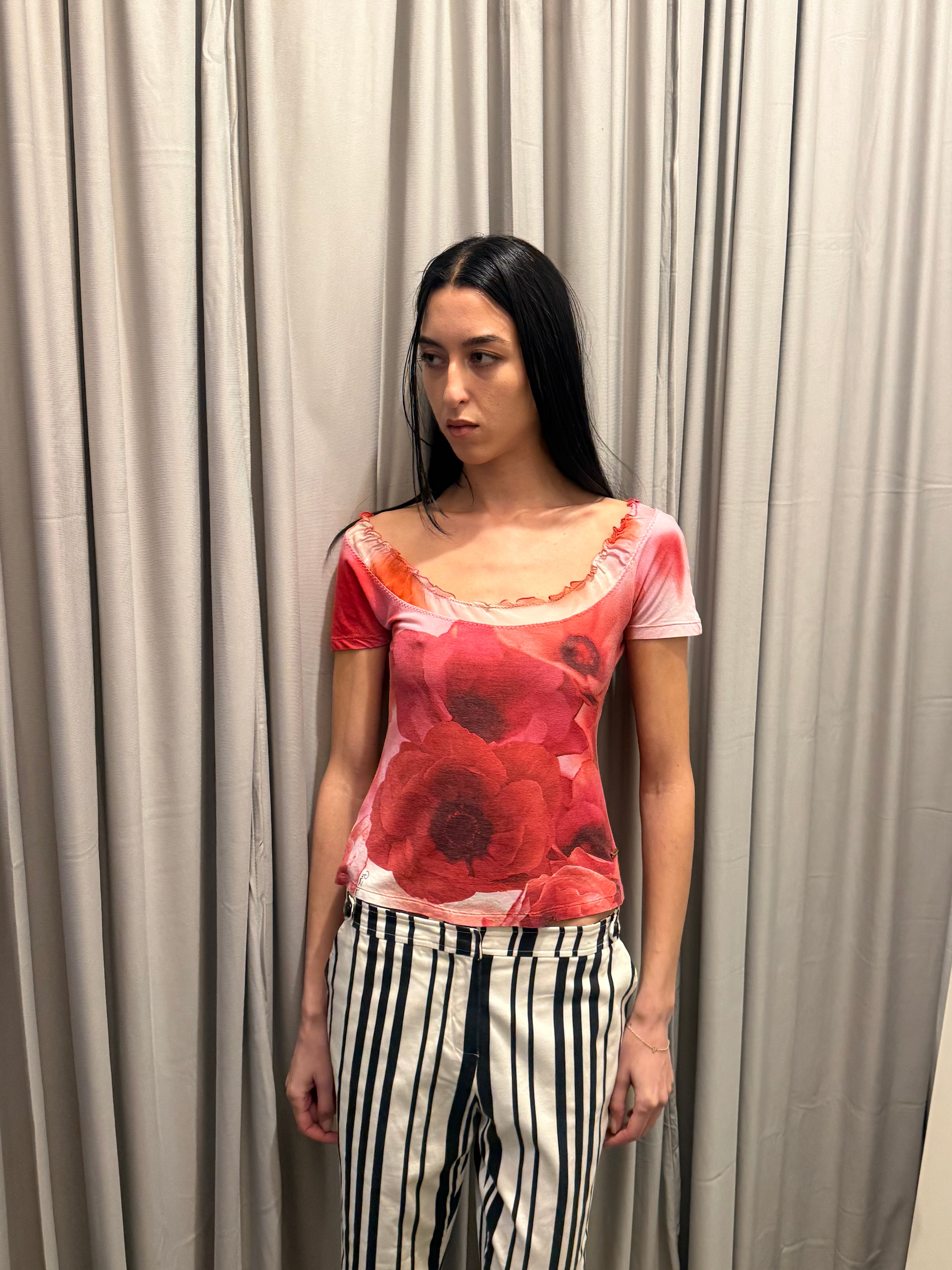 Vintage Roberto Cavalli SS2002 Poppy Print Shirt