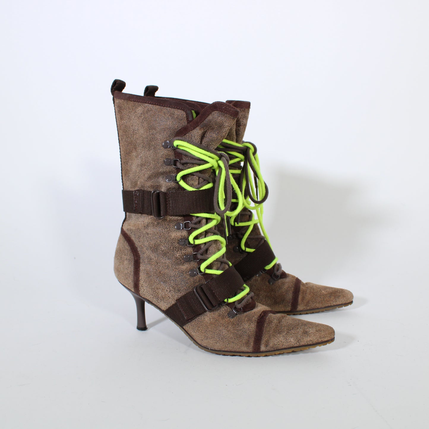 Diesel leather lace up booties