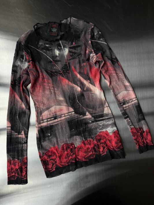 Vintage Jean Paul Gaultier Printed Mesh Top