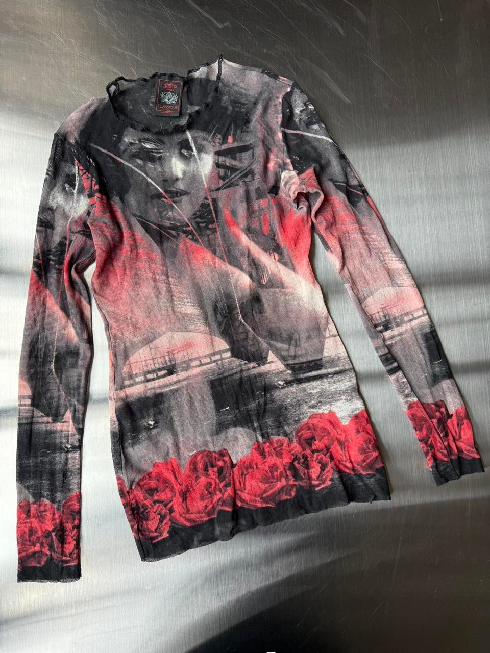 Vintage Jean Paul Gaultier Printed Mesh Top