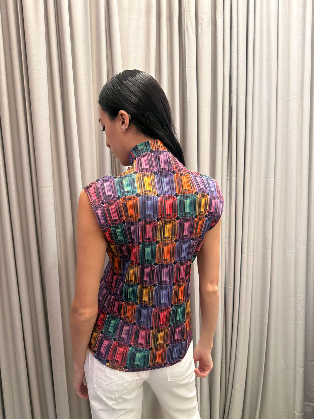 Issey Miyake Diamond Print Pleats Please Top