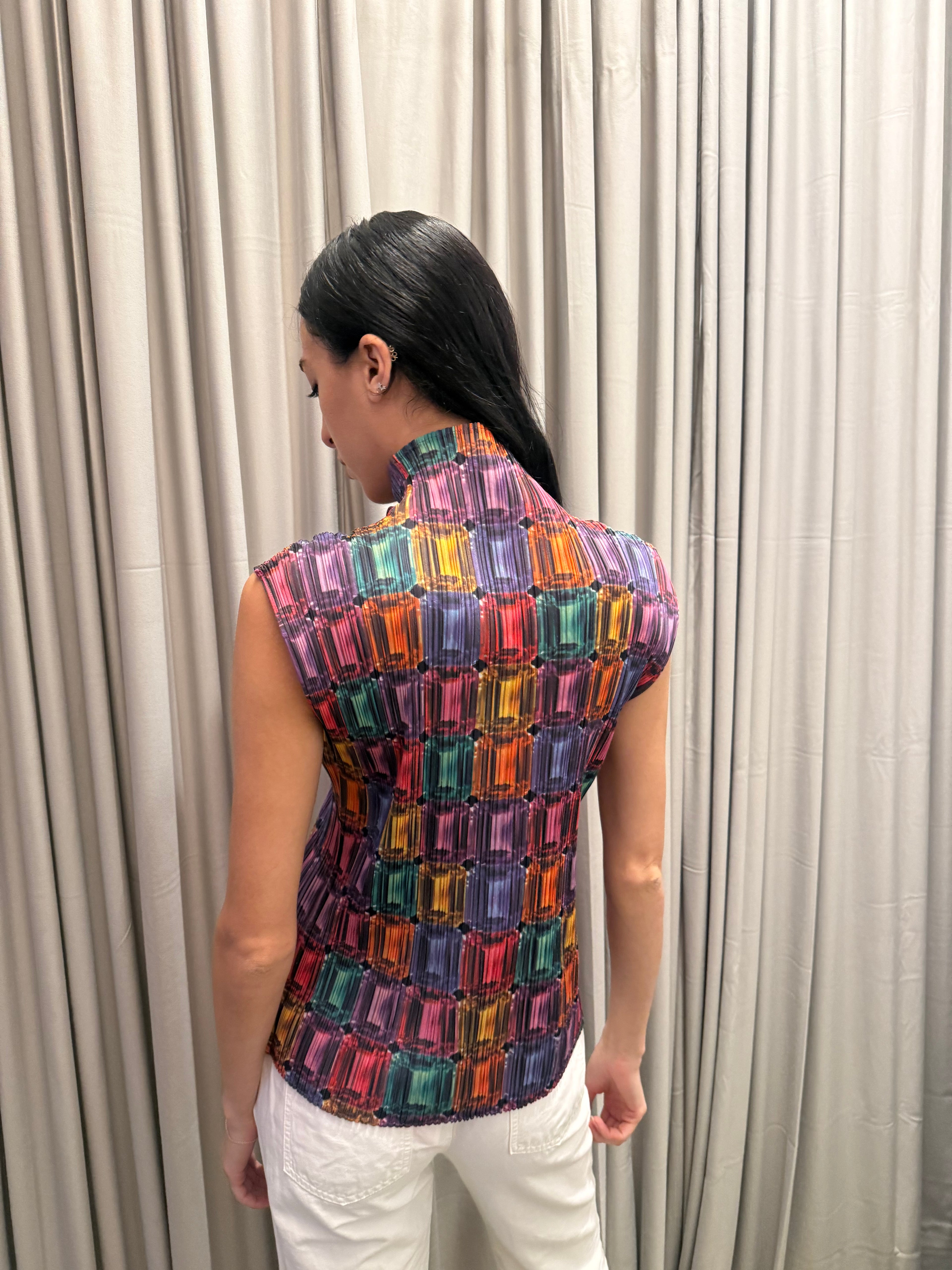 Issey Miyake Diamond Print Pleats Please Top