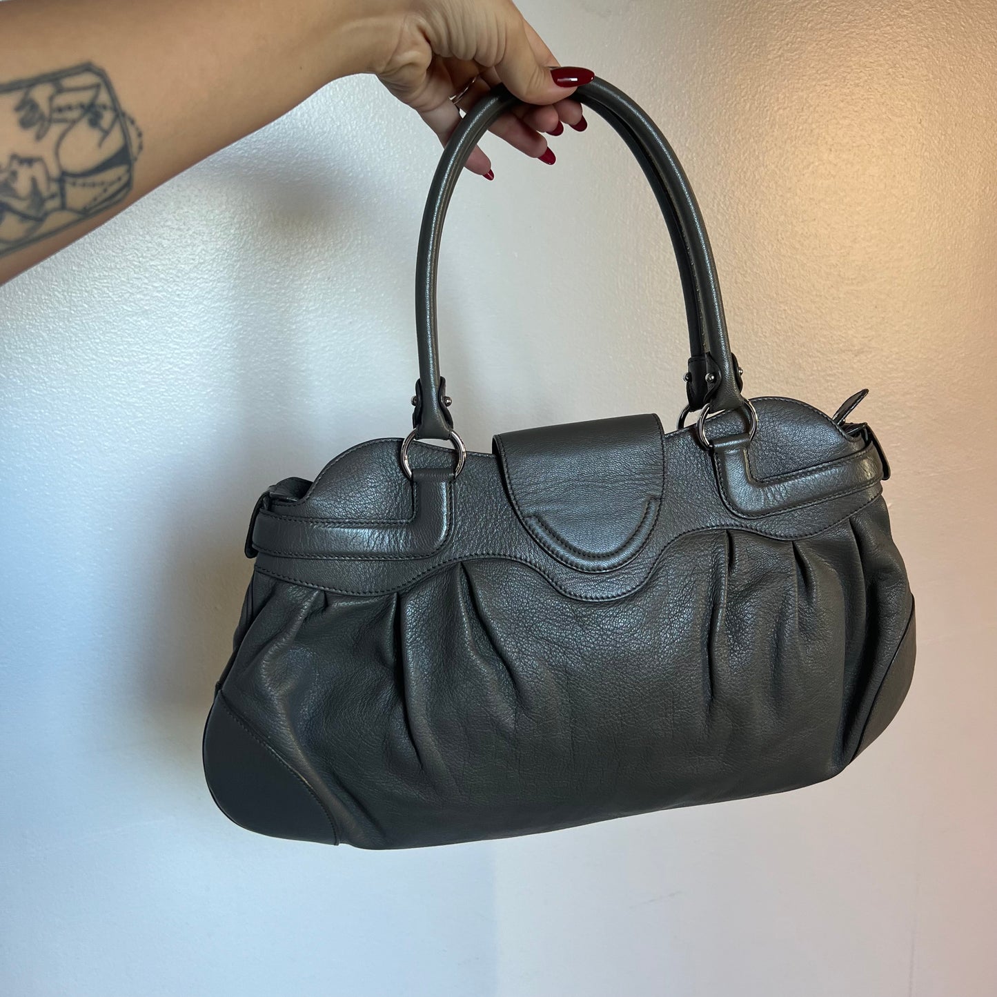 Ferragamo Gray Leather Bag