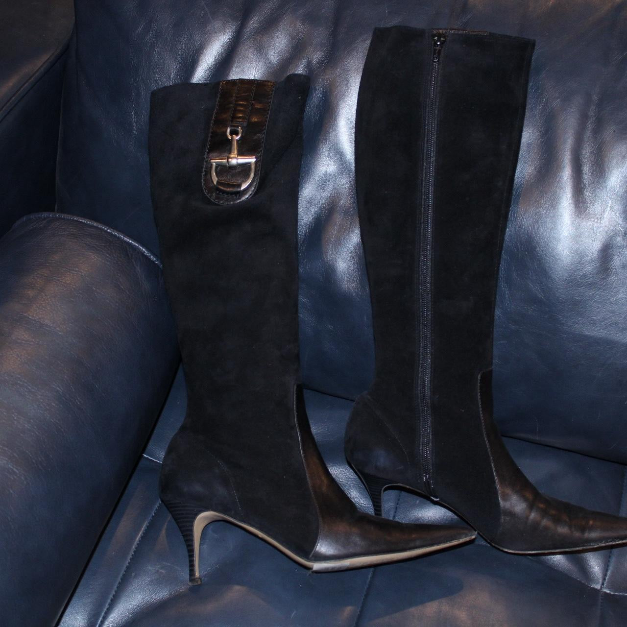 Vintage French Suede Knee High Boots