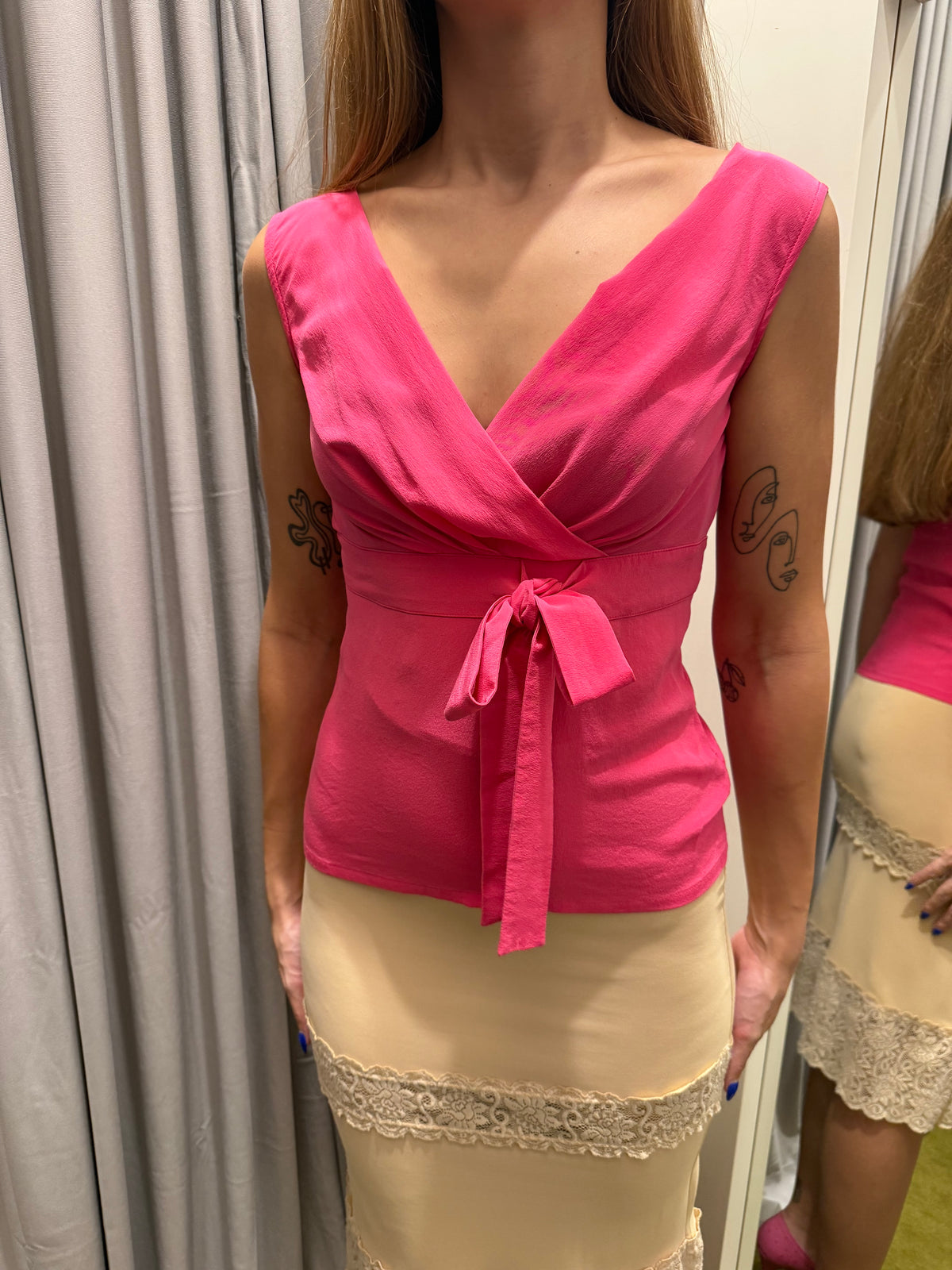 Alberta Ferretti Hot Pink Silk Top