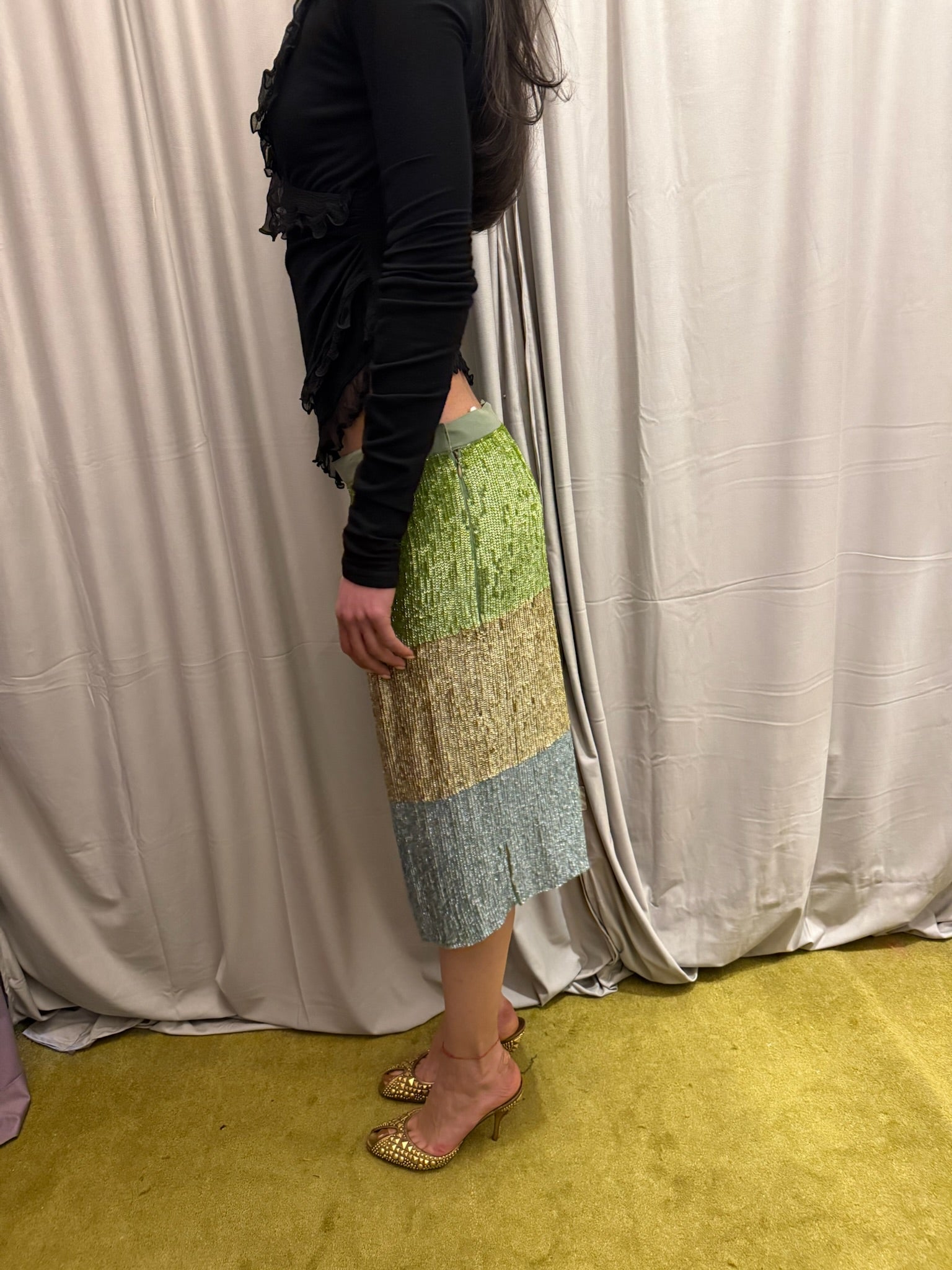 Gianfranco Ferre Studio Silk Sequin Skirt